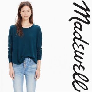 Madewell Deep Teal Lightweight Crewneck Sweater 100% merino wool.